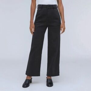NWT Everlane Sz 0 Cotton Crop Wide-Leg pants in black $118